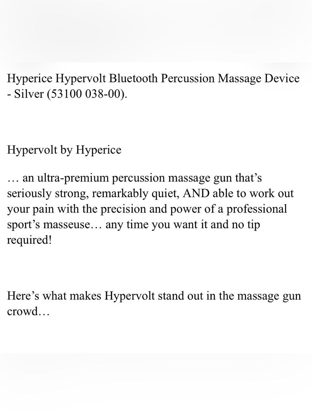 HyperIce HyperVolt Bluetooth Percussion Massage Device - Silver (53100 038-00) - Picture 7 of 16